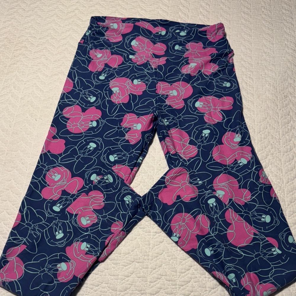 LuLaRoe Navy and Pink Disney Minnie Mouse Patterned Leggings
